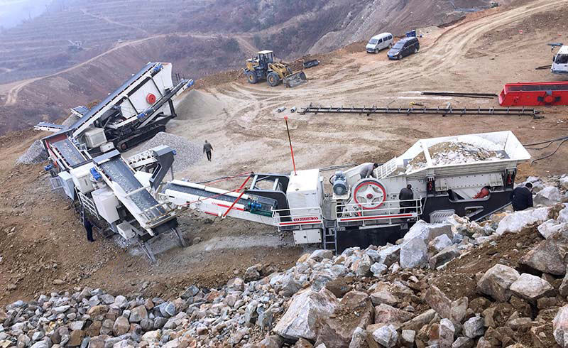 山東煙臺移動石料破碎生產(chǎn)線